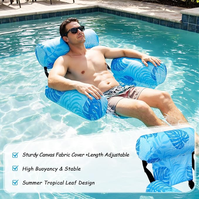 2 Pack Inflatable Pool Float for Adult Adjustable Hammock Float Chair Fabric - Image 6