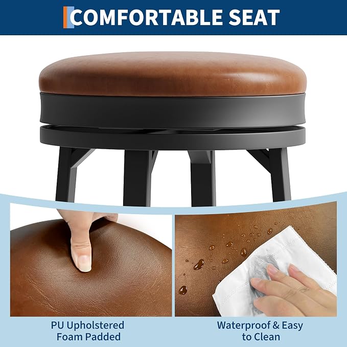 IDEALHOUSE 30'' Swivel Bar Stools Set of 2 - Image 6
