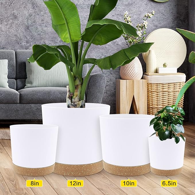 QCQHDU 12 inch Plant Pot, 2 Pack Planters - Image 7