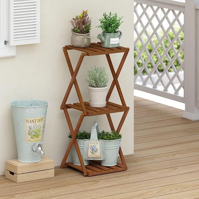 Furinno TIOMAN Patio Table, 3-Tier Outdoor Side Table, Toolless Multipurpose - Image 2