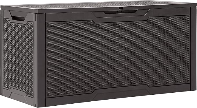 YITAHOME 100 Gallon Outdoor Storage Box, Large Water Resistant Resin Deck Box by YITAHOME