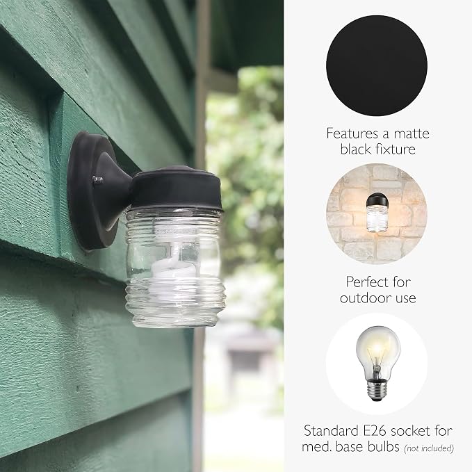 Design House 587246 Jelly Jar Indoor/Outdoor Integrated LED Wall Light - Image 4