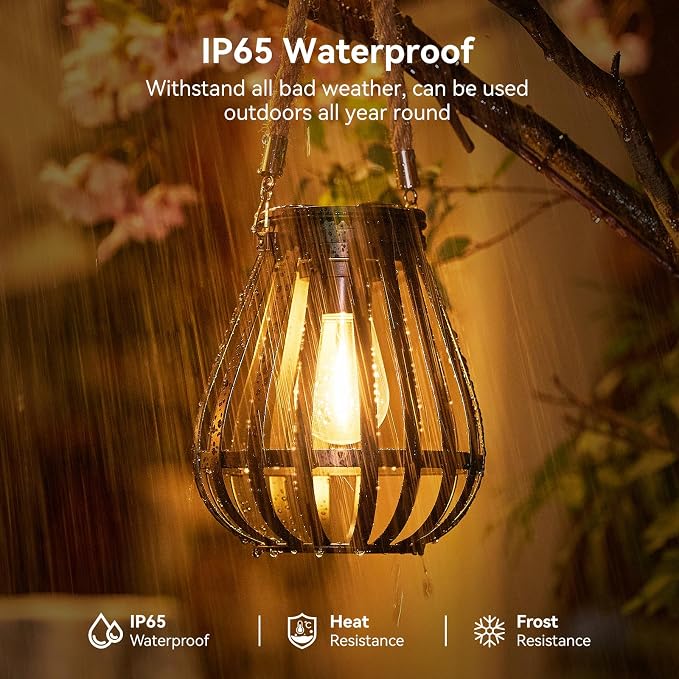 Solar Lanterns Outdoor Waterproof: Metal Hanging Lights - Image 4
