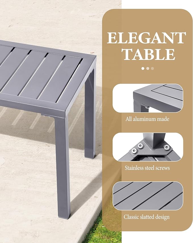 Crestlive Products Outdoor Side Table, Aluminum Rectangular Side/End Table - Image 5