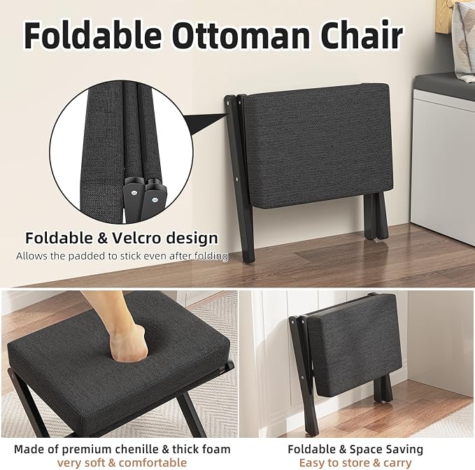 Foldable Foot Stool Ottoman, Small Padded Foot Rest - Image 5