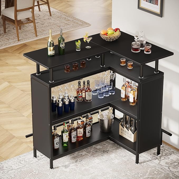 LITTLE TREE Home Bar Unit Mini Liquor Table Cabinet - Image 5