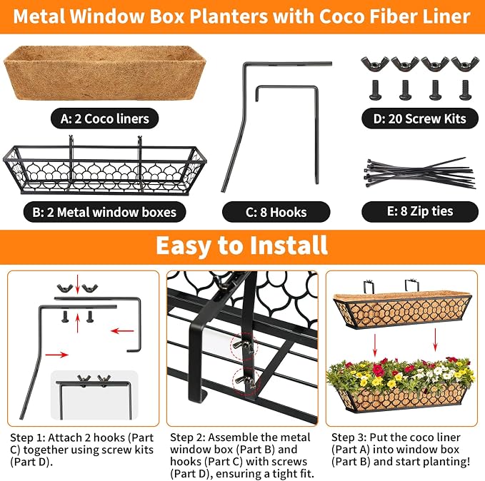 Riare 2 Pack 16 Inch Window Boxes Planters - Image 3