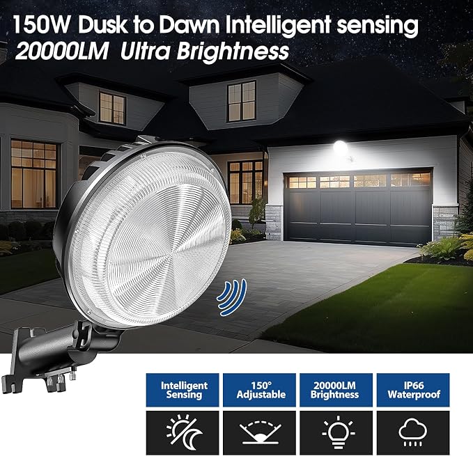 2 Pack 150W LED Barn Light, 20000LM Dusk to Dawn Security Light - Image 2