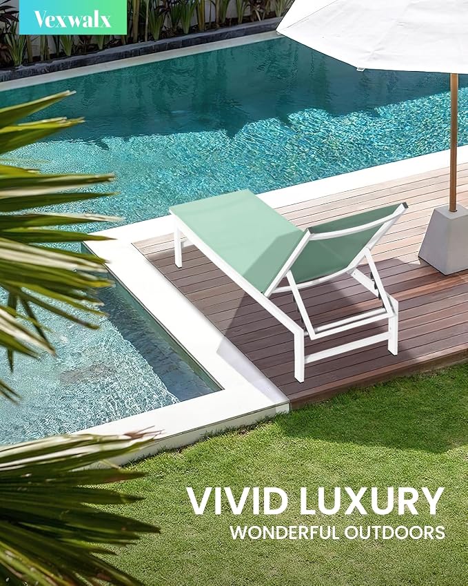 Outdoor Lounge Chair for Pool, Aluminum Chaise Lounge Chairs - Image 2