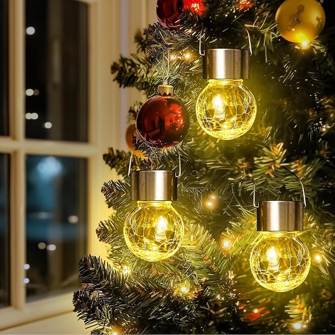 SOLPEX Hanging Solar Lights Outdoor, 8 Pack Decorative Cracked Glass Ball Light - Image 7