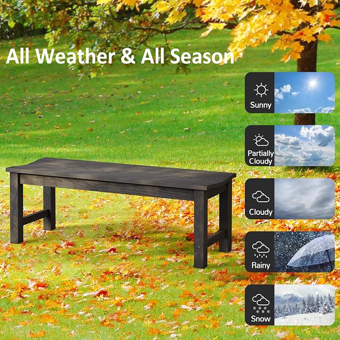 Outdoor Bench, 2-Person Patio Backless Bench Holds up to 800lbs, Weatherproof - Image 4
