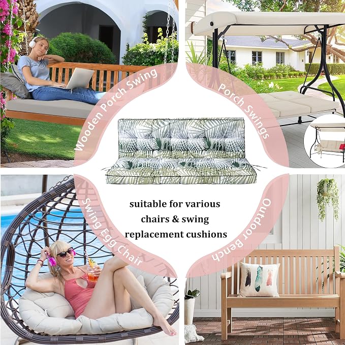 2-3 Seat Swing Replacement Cushion, Outdoor Bench Cushions - Image 7