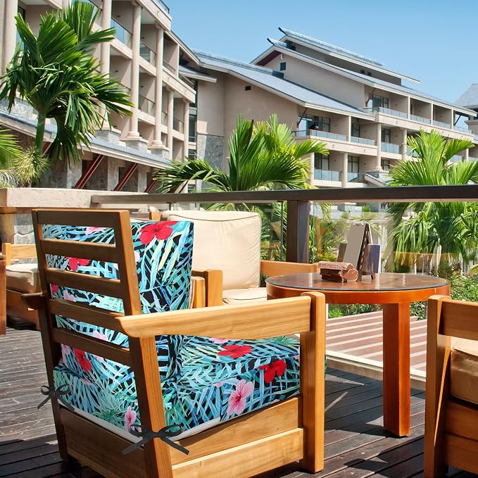 Hoteam 6 Set Outdoor Chair Patio Cushions 20 x 20 Inch Deep Seat Waterproof - Image 6