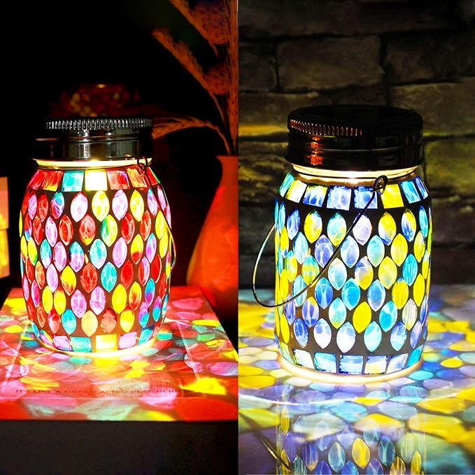 2 Pack Solar Outdoor Mosaic Lantern, Solar Lights Outdoor Hanging Lanterns - Image 9
