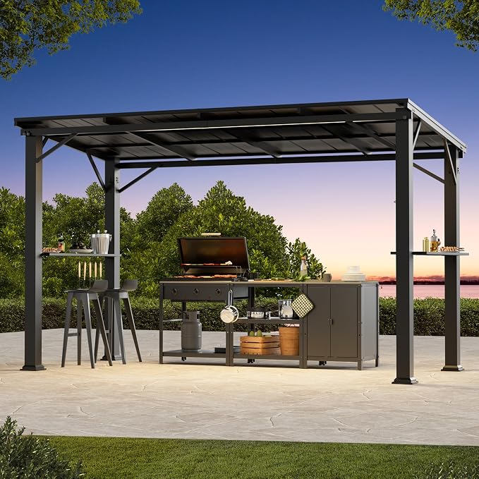 Hardtop Grill Gazebo 6'x12'with Side Shelf, Outdoor Gazebo - Image 2