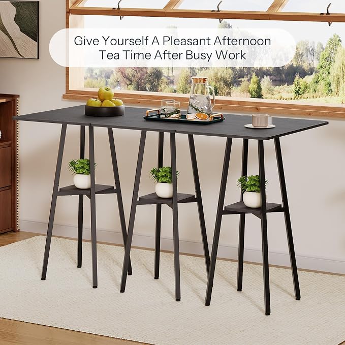 HOOBRO Bar Table, 2-Tier High Top Pub Table, Counter Height Table - Image 5