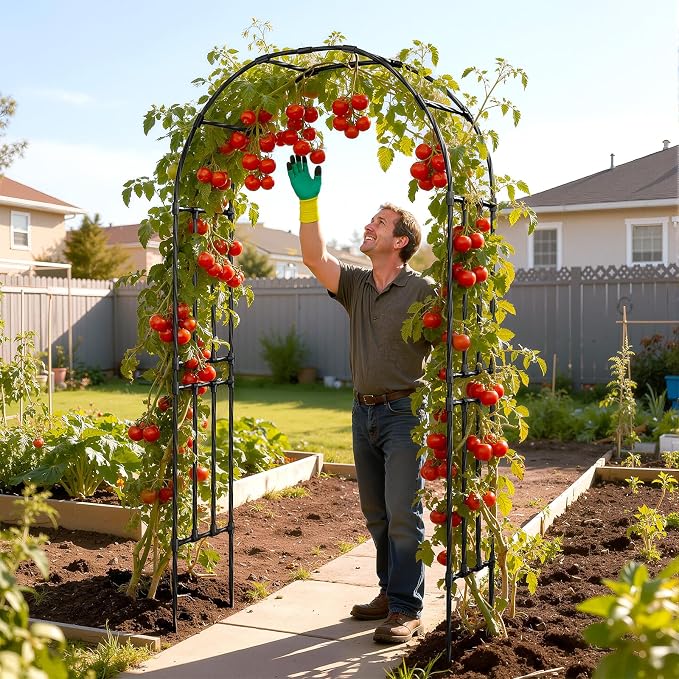 Miory Garden Arch Trellis for Climbing Plants, 1.3 x 7.9ft Metal Pumpkin - Image 2