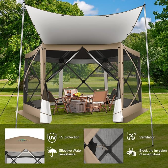 COBIZI 12x12 FT Pop Up Canopy Extendable Tent, Gazebos On Clearance, Screened - Image 2