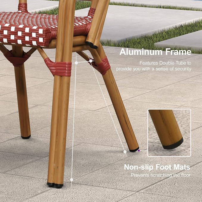 PURPLE LEAF French Bistro Armchairs Set of 4 Outdoor Aluminum Dining Chairs - Image 8