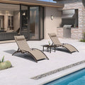 PURPLE LEAF Outdoor Chaise Lounge Chair Set of 3 Patio Pool Lounger Bronze by PURPLELEAF