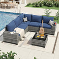 Aoxun 6 Pieces Patio Furniture Set Wicker Rattan Outdoor Sectional Conversation by Aoxun