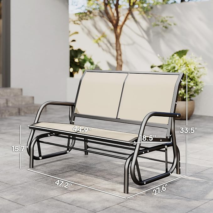 Outsunny 2-Person Outdoor Glider Bench, Patio Double Swing Rocking Chair - Image 3