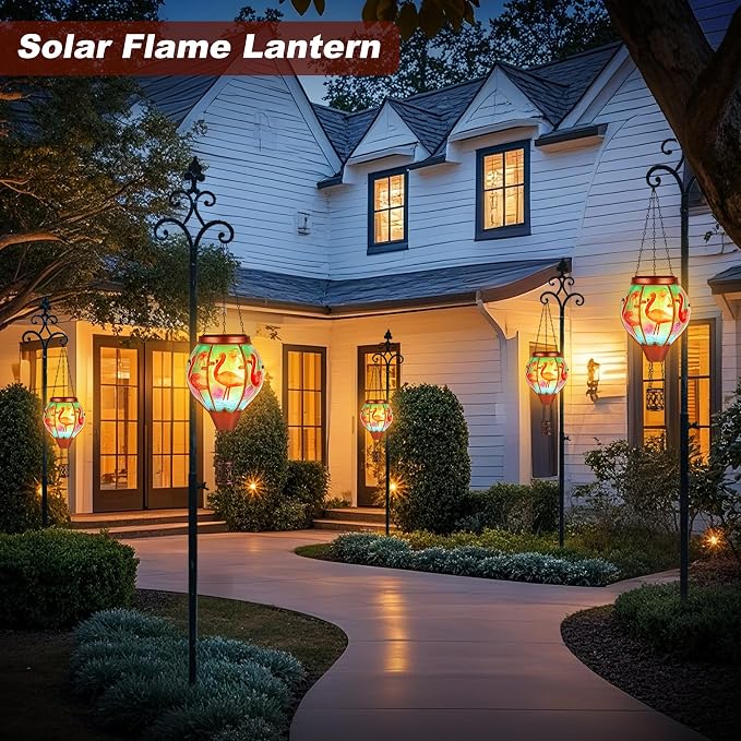 Flamingo Solar Hot Air Balloon Lantern, Outdoor Decor - Image 3