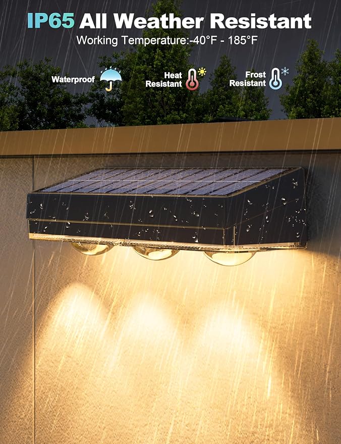 APONUO Solar Fence Lights Outdoor Waterproof, Fence Lights Solar Powered - Image 4