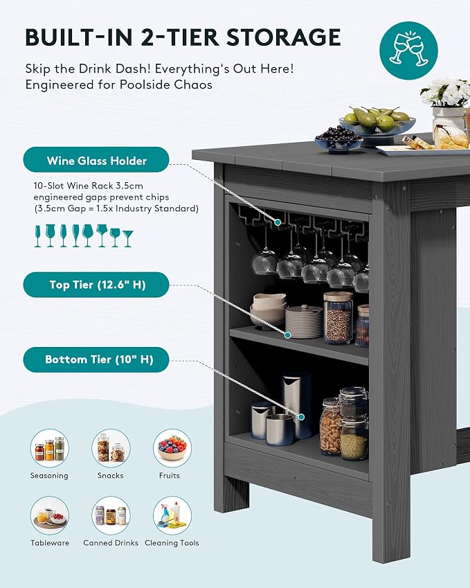 SERWALL 10-Piece HDPE Counter Height Dining Table Sets - Image 4