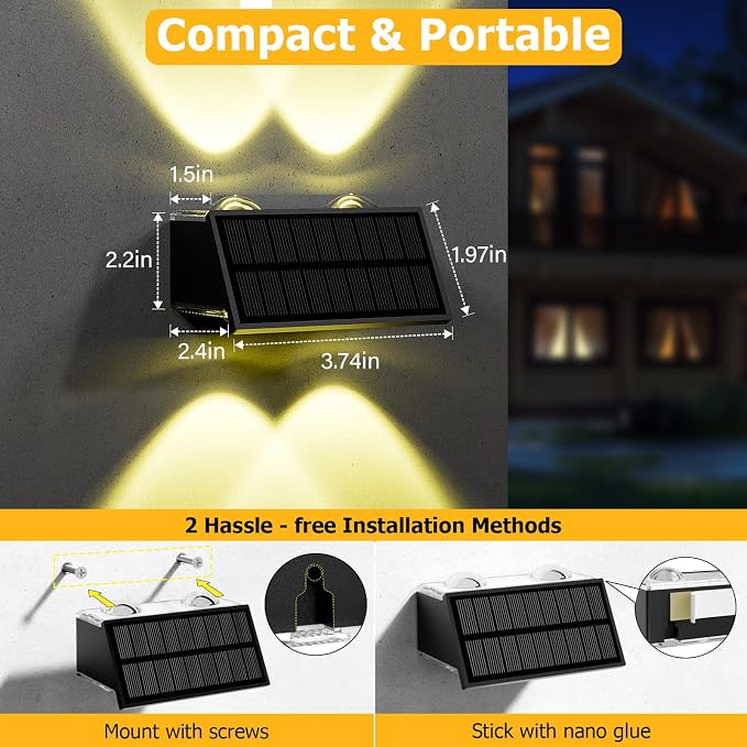 Solar Fence Lights Outdoor, 12 Pack Warm & Cool White RGB LED IP68 Waterproof - Image 4