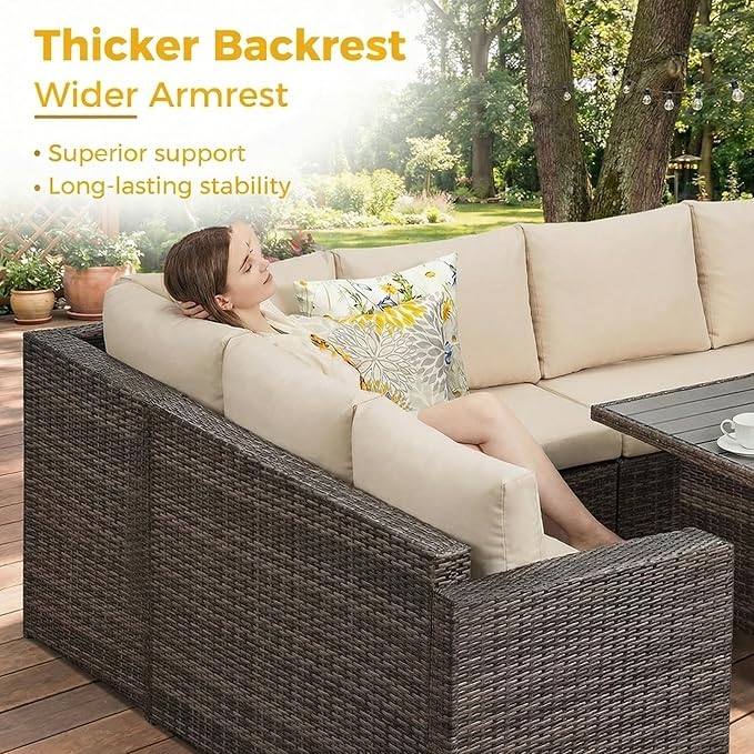 Wisteria Lane 7 Piece Patio Furniture Set, Wicker Patio Sectional - Image 5