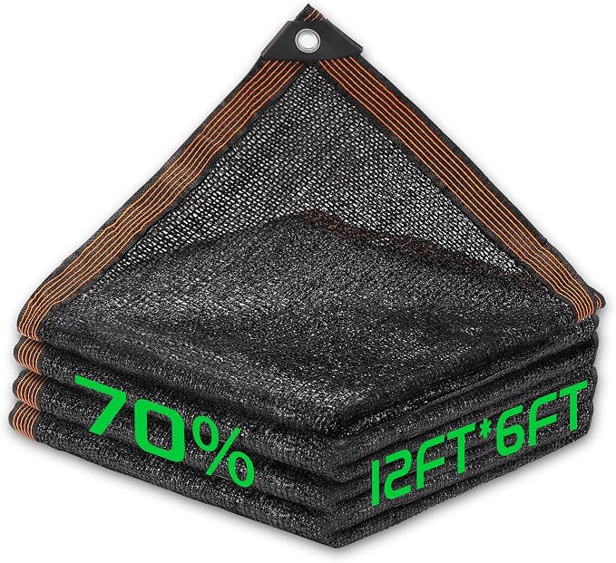 70% Shade Cloth, 12FTx6FT HDPE Mesh Tarp by Homiton
