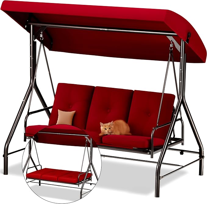 Porch Swing - 3-Seat Patio Outdoor Swing by Unknown