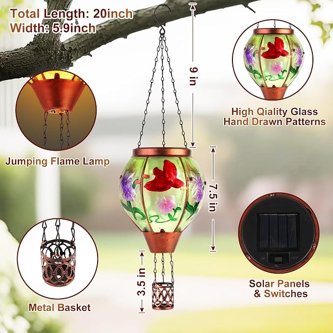 Cardinal Solar Hot Air Balloon Lantern, Outdoor Decor - Image 6