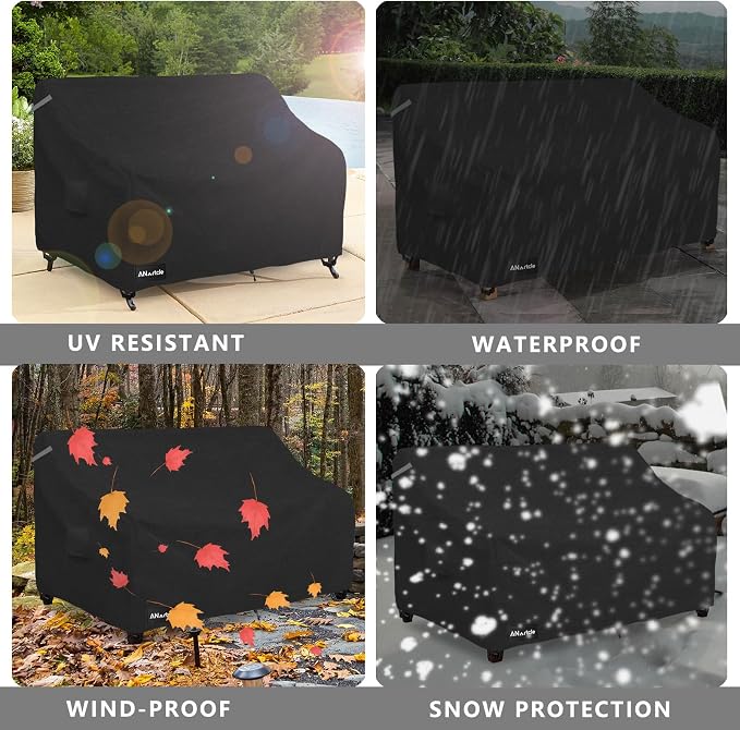 3-Seater Patio Sofa Cover, 85W x 37D x 35H Inches Outdoor Couch Cover, 100% - Image 7