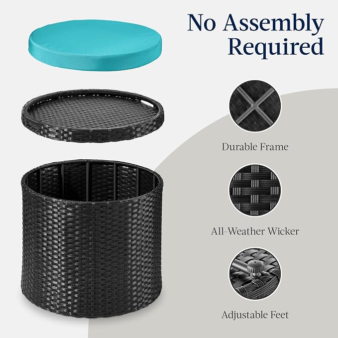 Best Choice Products Round Wicker Ottoman, Additional Seating, Side Table - Image 7