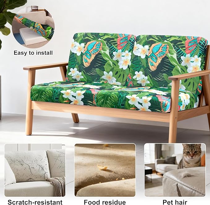 4Pcs Patio Stretch Cushion Covers, Outdoor Sofa Replacement Cover Slipcovers - Image 4