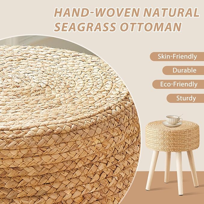 Cpintltr Round Ottoman Footstool Foot Stool Pouf Ottomans - Image 4
