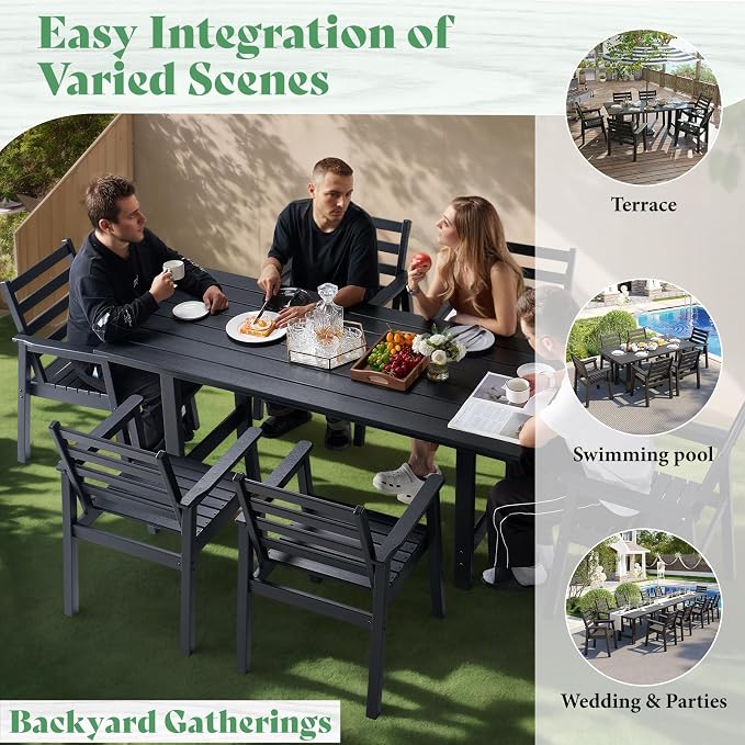 AMERLIFE 7-Piece HDPE Outdoor Dining Set - Image 3