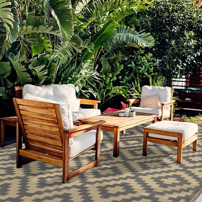 SAND MINE Reversible Mats, Plastic Straw Rug, Modern Area Rug, Large Floor Mat - Image 7