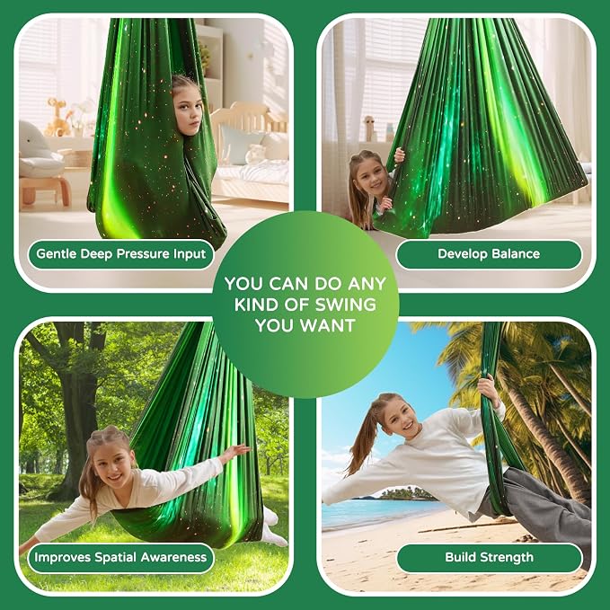 Sensory Swing for Kids and Adults Indoor & Outdoor Double Layer Therapy Cuddle - Image 3