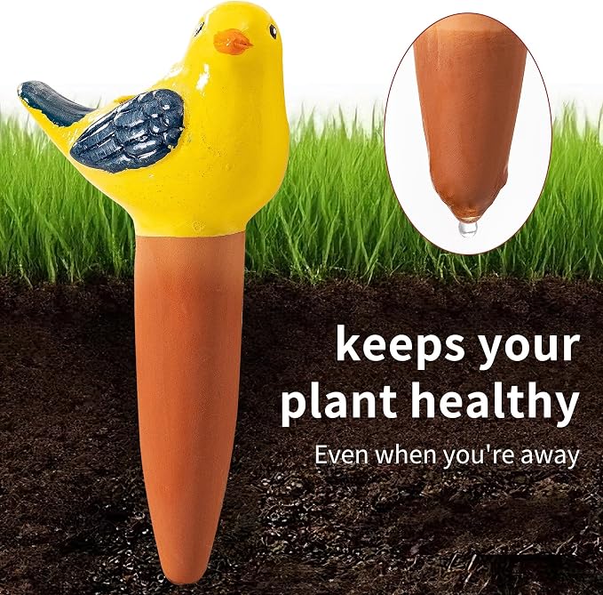 4 Pack Self Watering Bird Shaped Globes, Terracotta Vacation Planters Devices - Image 4
