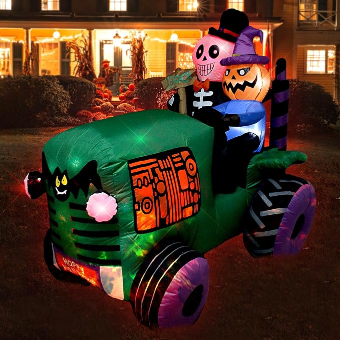 5.5Ft Long Halloween Inflatable Ghost Tractor Decoration - Image 4