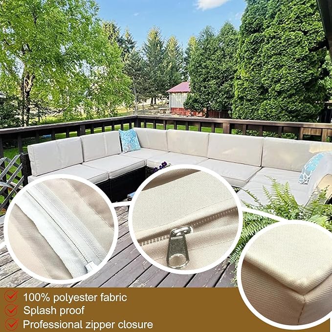 14 Piece Outdoor Patio Cushion Cover Replacement, Waterproof Patio Cushion - Image 4