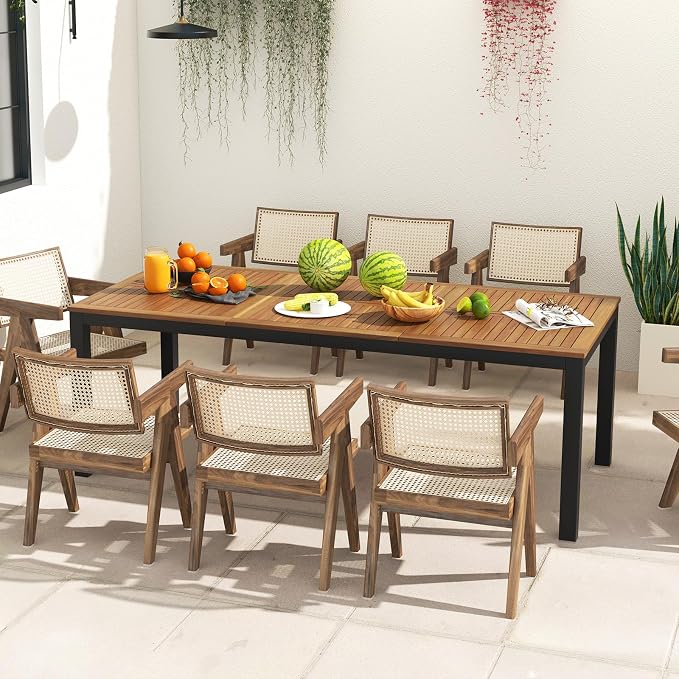 Tangkula 79" Acacia Wood Outdoor Dining Table - Image 2
