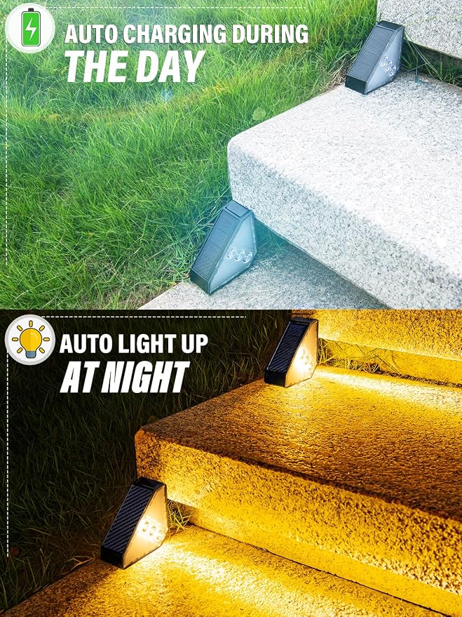 ROSHWEY Solar Stair Lights Outdoor Waterproof, 16 Pack Step Lights - Image 6