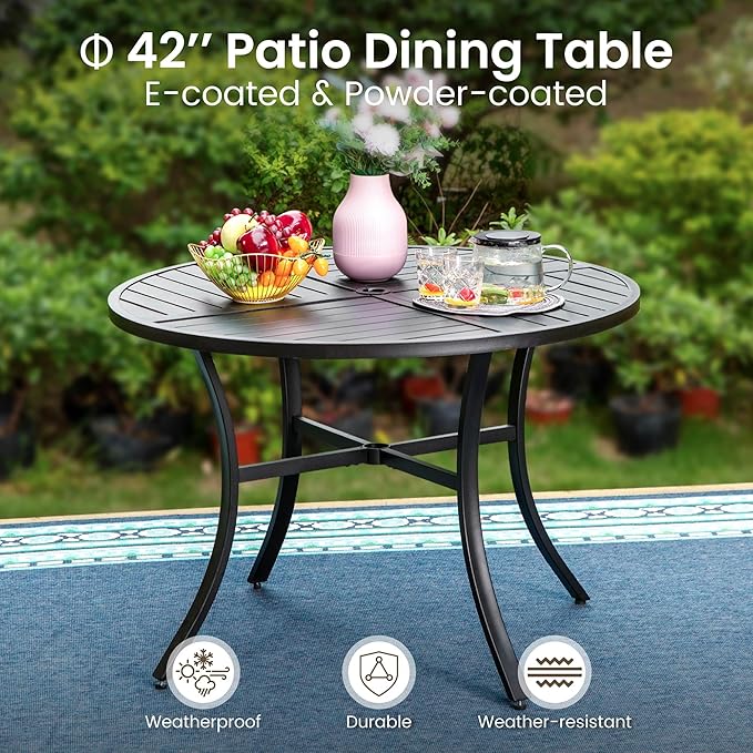 PHI VILLA 5 Piece Outdoor Dining Table Set - Image 5