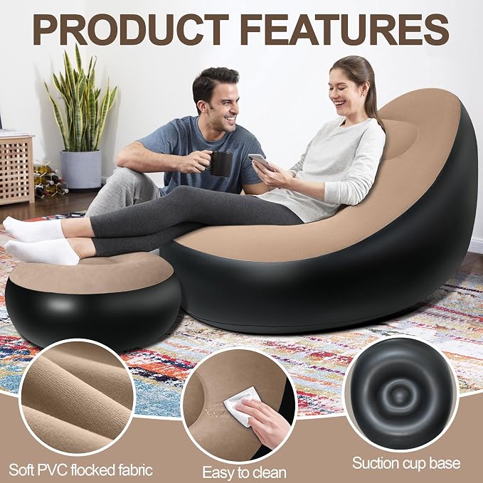 Inflatable Chair with Ottoman, Inflatable Couch - Image 4