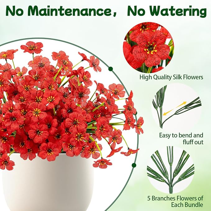MACTING Artificial Flowers for Outdoors Fake Spring Flowers UV Resistant No - Image 5