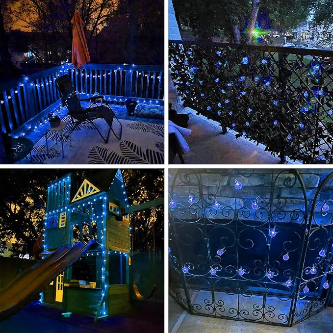 Blue 2-Pack 100 LED 64FT Crystal Globe Solar Christmas Lights, Outdoor - Image 3